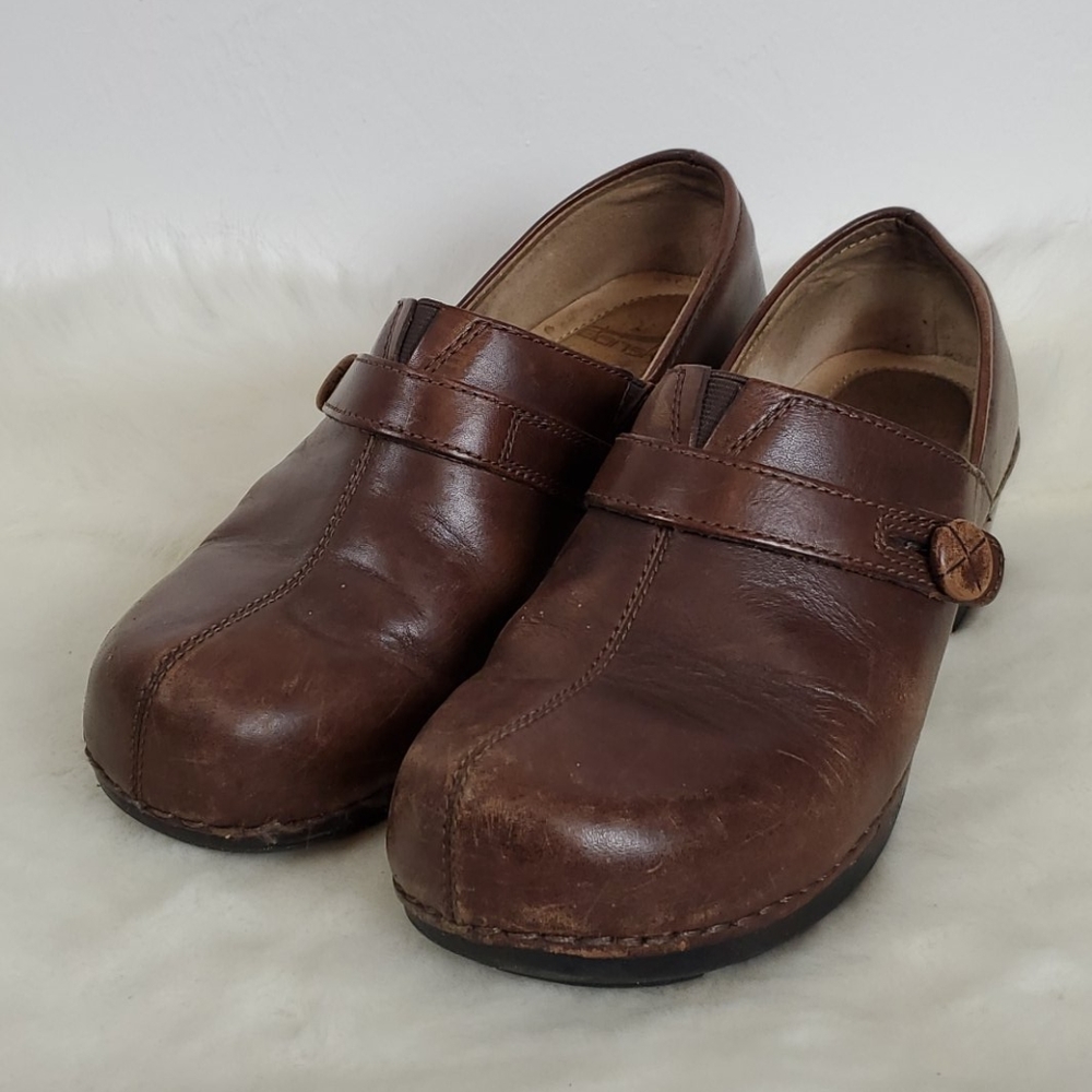 Dansko Brown Leather Upper Lining Clogs Shoes - image 1